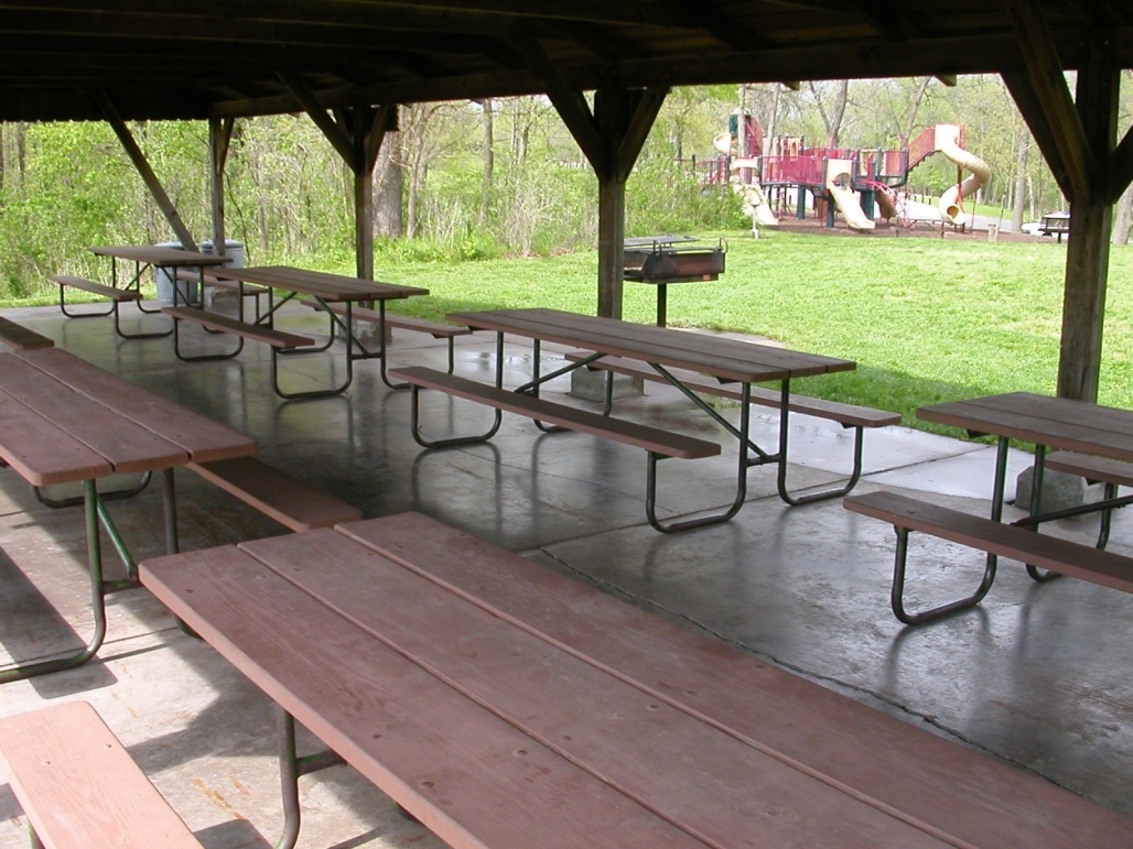Blue Bird Shelter showing picnic tables