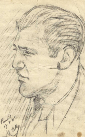 line drawing of Delbert Albright