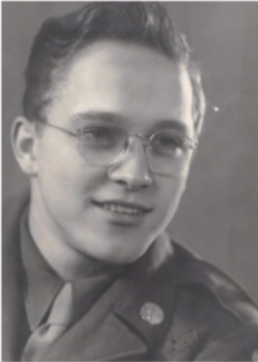 Dwight Shaffer wearing his Army photo upclose