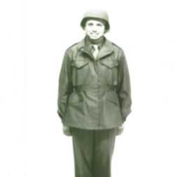 Earl Barnes's military photo standing by himself