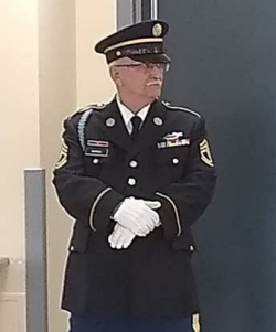Jim Myrick years later wearing his formal Army uniform at an event