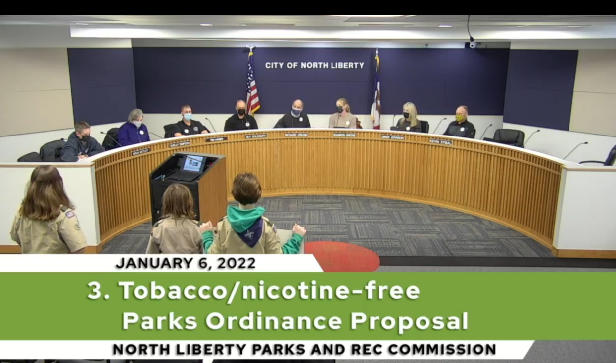 North Liberty Parks and Rec Commission Tobacco/nicotine-free Parks Ordinance Proposal