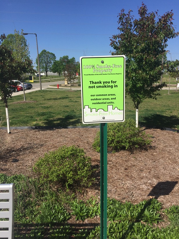 Smoke-Free Homes sign at Aspire housing property