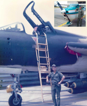 photo of Terry Kruse in uniform front of a plane