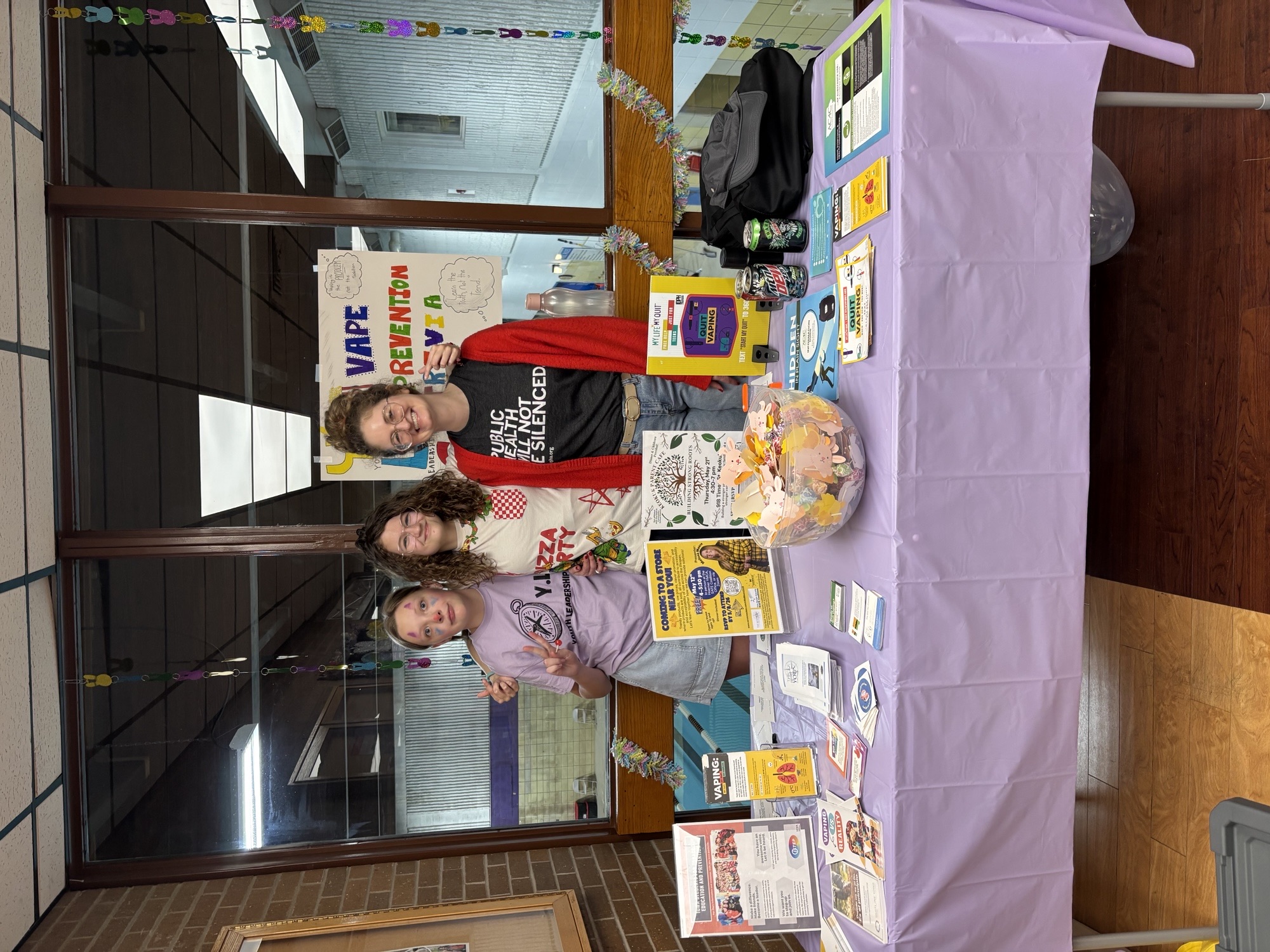 Vape prevention education table with tobacco and nicotine prevention resources