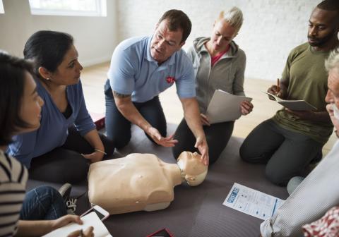 Photo of class learning CPR