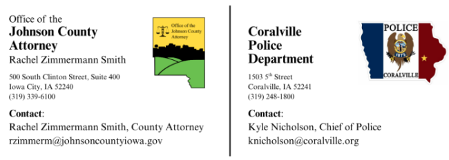 Johnson County Attorney and Coralville Police Joint Header